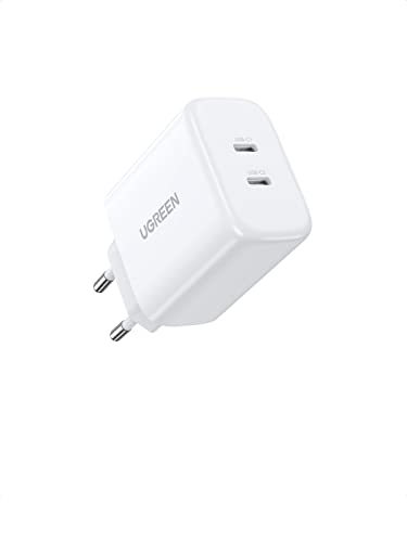 UGREEN 40W USB C Ladegerät 2-Port USB-C Netzteil PD 3.0 Charger doppelt 20W Schnellladegerät kompatibel mit iPhone 15 Pro Max, 14, 13, 12, HomePod Mini, iPad Pro, Watch 8, Galaxy S24, S23, Pixel von UGREEN