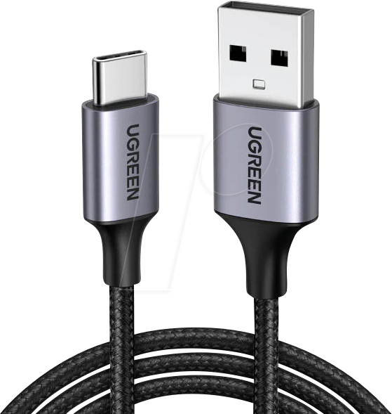 UGREEN 60128 - Daten-/ Ladekabel  USB A-Stecker > USB-C,  schwarz, 2 m von UGREEN