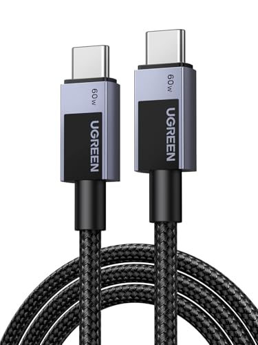 UGREEN 60W USB C Kabel PD 3.0 Ladekabel USB C auf USB C Kabel kompatibel mit iPhone 16 Pro Max, iPhone 15, Galaxy S24, S23, A72, A53, MacBook Air M2, iPad Pro 12.9, iPad Air 5, Pixel 9 usw.(0.5M) von UGREEN