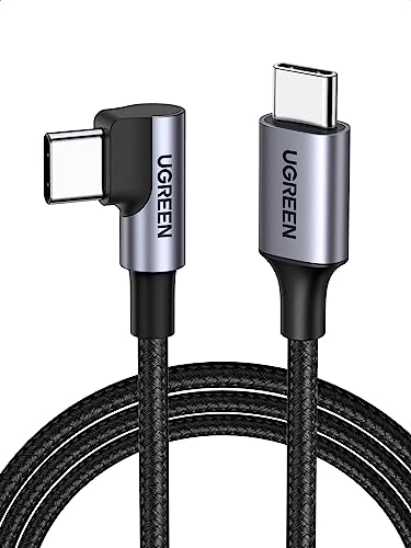 UGREEN 60W USB C Kabel auf USB C Winkel PD 3.0 PPS USB C Ladekabel 90 Grad kompatibel mit iPhone 15 Pro Max, Galaxy S24 S23 S22 A54 Pixel 7 iPad Pro 12.9 iPad Mini 6/Air 5 Steam Deck usw. (1m) von UGREEN