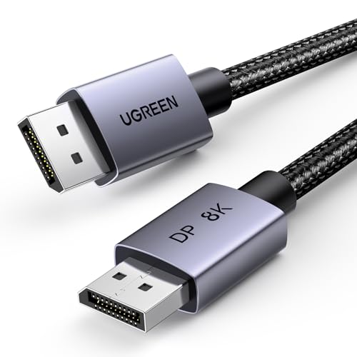 UGREEN 8K Displayport Kabel 1.4 8K 60Hz 4K 240Hz, VESA-Zertifiziert, Aluminium DP kabel 32.4Gbps Kompatibel mit HDR, FreeSync, G-Sync, DSC 1.2, HDCP 2.2 für PC, HDTV, Monitor, Grafikkarte(1M) von UGREEN