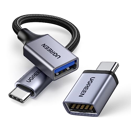 UGREEN Adapter USB C auf USB (2 Stück) 10Gbps Handy OTG Adapter und Kabel USB C Stecker auf USB 3.2 Buchse kompatibel mit iPhone 15 Serie MacBook iPad Pro Galaxy S23 Huawei P60 Surface usw (Grau) von UGREEN