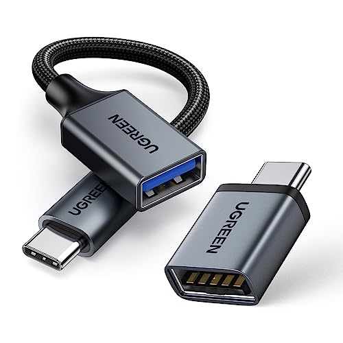 UGREEN Adapter USB C auf USB (2 Stück) 10Gbps Handy OTG Adapter und Kabel USB C Stecker auf USB 3.2 Buchse kompatibel mit iPhone 15 Serie MacBook iPad Pro Galaxy S23 Huawei P60 Surface usw (Schwarz) von UGREEN