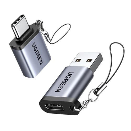 UGREEN Adapter USB C auf USB und USB 3.2 auf USB C Adapter 10Gbps (2 Stück) kompatibel mit iPhone 16 15 Pro Max iPad Galaxy S24 S23 Serie Laptops usw. (Grau) von UGREEN