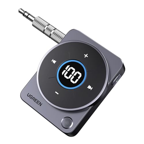 UGREEN Aux Bluetooth 5.4 Adapter für Auto Aux Bluetooth Adapter Klinke 3.5mm, Bluetooth Empfänger Freisprenchanruf, Klinke Bluetooth Adapter mit 20 Stunden Spielzeit für Autoradio/Stereoanlage von UGREEN