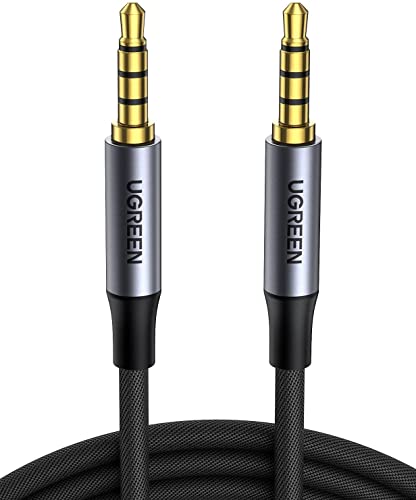 UGREEN Aux Kabel 3.5 Klinke auf 3.5 Klinke Kabel 3.5mm klinkenkabel 4 Polig unterstützt Mikrofon für Headset(CTIA), Handy, Auto Radio, MP3 Player, Lautsprecher, PS4, Xbox One usw.(0.5m) von UGREEN