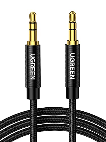 UGREEN Aux Kabel Audio Kabel 3,5 mm Klinkenkabel mit Nylon kompatibel mit Auto, Handy, Kopfhörer, Laptop, Lautsprecher, Stereoanlage, TV, usw. (0,5m) von UGREEN