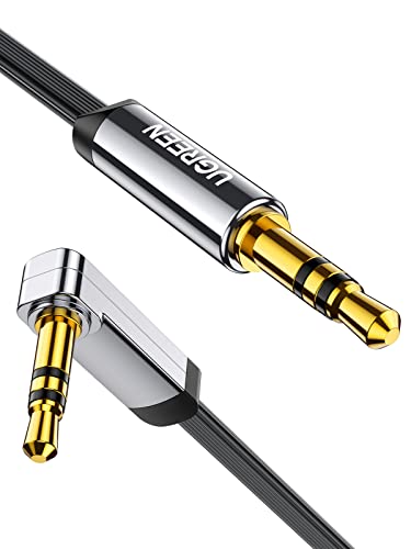 UGREEN Aux Kabel Auto 3.5 mm klinkenkabel 90 Grad Aux Kabel mit Winkelstecker für Auto Audiosystem, TV, Soundbar, Lautsprecher, Handy, Kopfhörer usw.(0.5m) von UGREEN