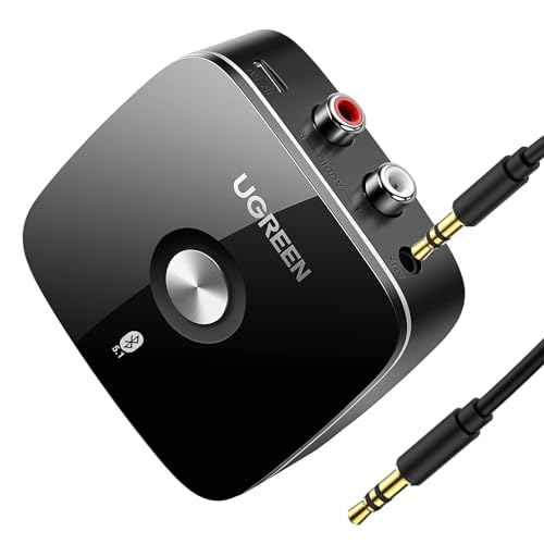 UGREEN Bluetooth 5.1 aptX HD Audio Adapter für Stereoanlage Low Latency Wireless Empfänger mit Cinch Klinke Buchse,Dual Pairing mit Handy,Tablet,usw Bluetooth Reciever für Lautsprecher,Verstärker von UGREEN