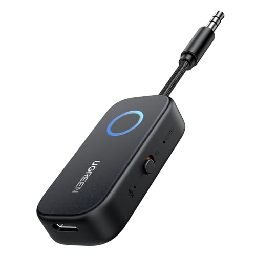 UGREEN Bluetooth 5.2 Sender Klinke Bluetooth Adapter für Zwei Airpods 2 in 1 Bluetooth Transmitter Empfänger Kompatibel mit TV, Stereoanlage, Flugzeug Bluetooth Audio Splitter für Kopfhörer von UGREEN