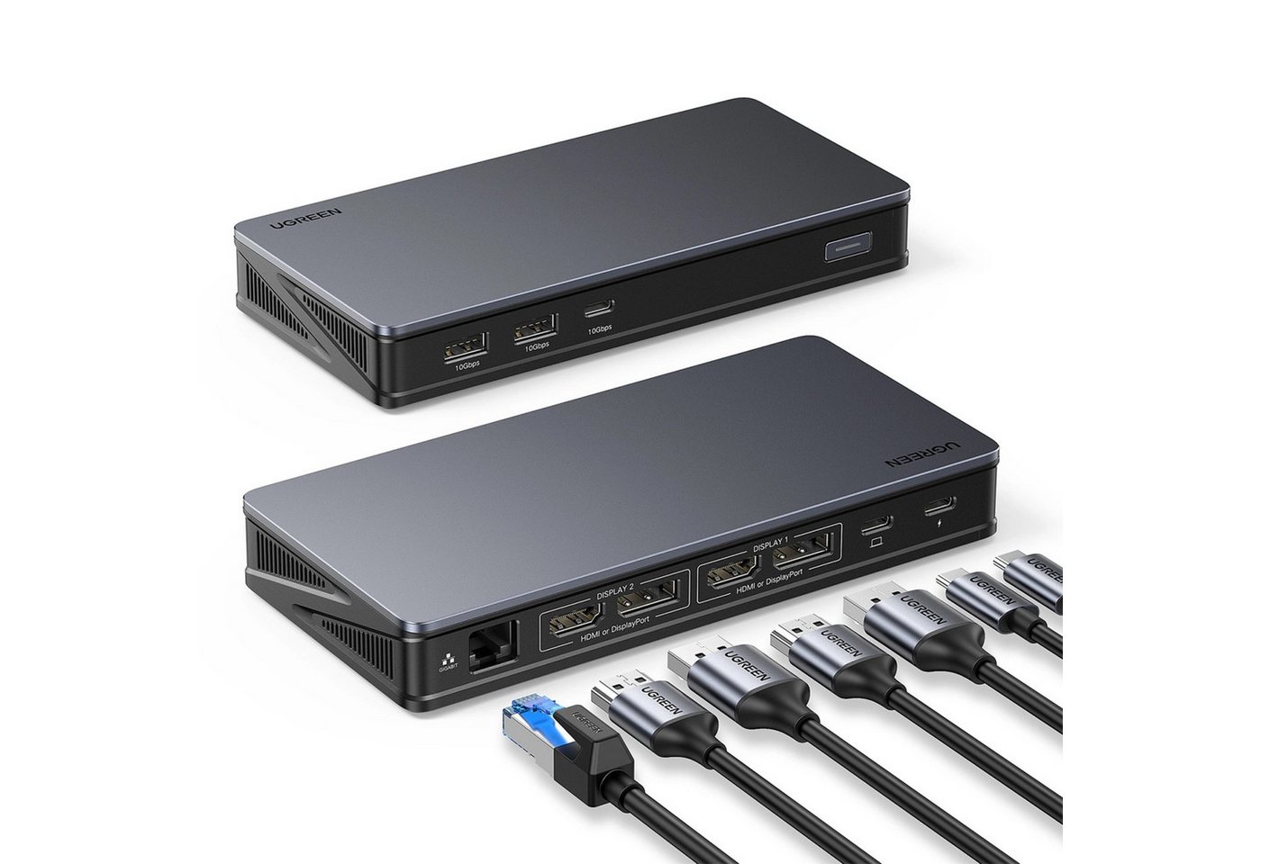 UGREEN CM615 USB-C, DisplayPort, HDMI, RJ45 mit USB-C Kabel, Multifunktions- Adapter von UGREEN