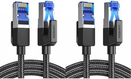 UGREEN Cat 8 LAN Kabel 40Gbps 2000MHz Superschnell Netzwerkkabel POE RJ45 Gigabit Ethernet Kabel Wlan kompatibel mit PS5/4, Steam Deck, Xbox, Switch, Router, Modem usw. (Packung mit 2) von UGREEN