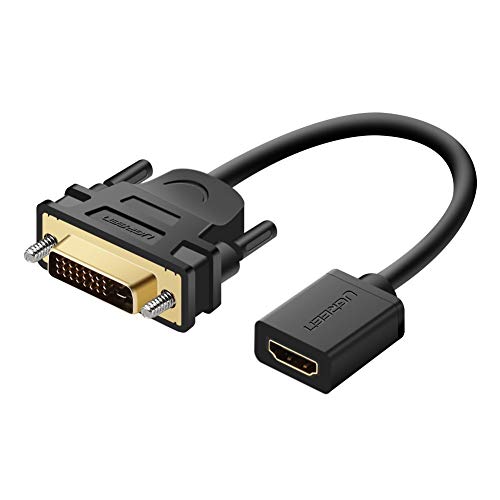 UGREEN DVI HDMI Adapter DVI auf HDMI Kabel DVI-D (24+1) auf HDMI RGB Adapterkabel HDMI A Buchse auf DVI-D Stecker (24+1) High Speed HDTV bis zu 1080P Full HD für TV Stick, Chromecast usw. 22cm von UGREEN