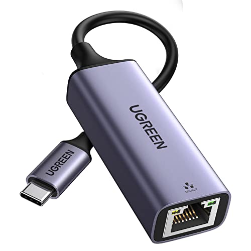 UGREEN Ethernet Gigabit Adapter, Thunderbolt USB C auf RJ45 Netzwerk LAN 1Gbps Kompatibel mit MacBook Pro/Air M2 M1 Chromebook XPS Surface iPad Pro Air Galaxy Tab S8 S24 Ultra,S23 Ultra (Grau,10cm) von UGREEN