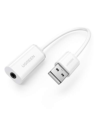 UGREEN Externe USB Soundkarte TRRS Audio Adapter Kabel mit 3,5mm Klinke-Buchse Stereo Sound Card Weiß von UGREEN