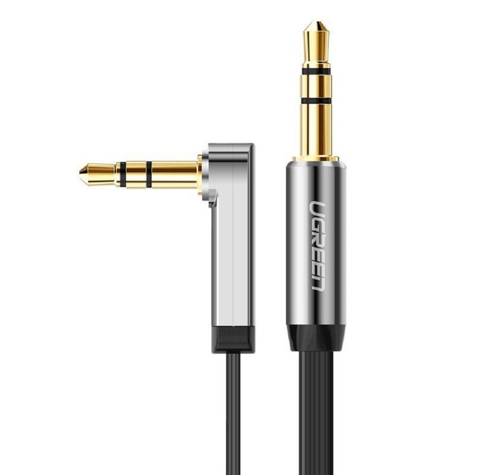 UGREEN Flachwinkelkabel AUX Audiokabel 3,5 mm Miniklinke 0,5 m schwarz Audio-Kabel von UGREEN