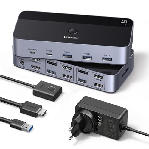 UGREEN HDMI 2.0 KVM Switch 2 PC 2 Monitore 4K60Hz Tastatur und Desktop-Controller Umschaltung 4 USB 3.0 Ports Kompatibel mit Windows/Linux/MacOS usw. UGREEN HDMI 2.0 KVM Switch 2 PC 2 Monitore 4K60Hz Tastatur und Desktop-Controller Umschaltung 4 USB 3.0 Ports Kompatibel mit Windows/Linux/MacOS usw. von UGREEN