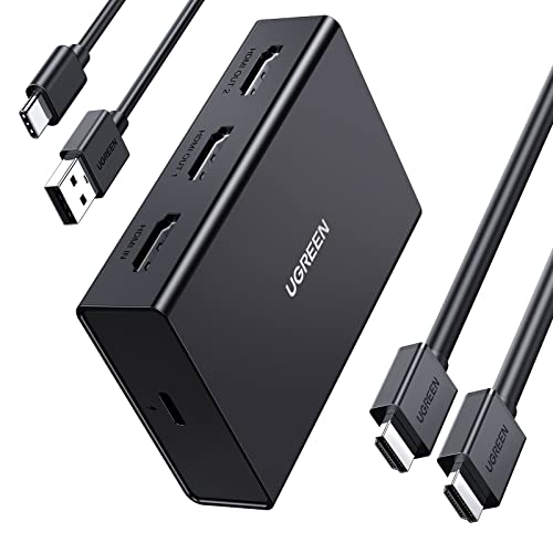 UGREEN HDMI 2.0 Splitter 1 in 2 Out 4K@60Hz HDMI Splitter für Zwei Monitore Unterstützung HDCP 2.2,3D,HDR,EDID HDMI Switch Kompatibel mit TV,PS4/5,Monitor,Projektor. von UGREEN