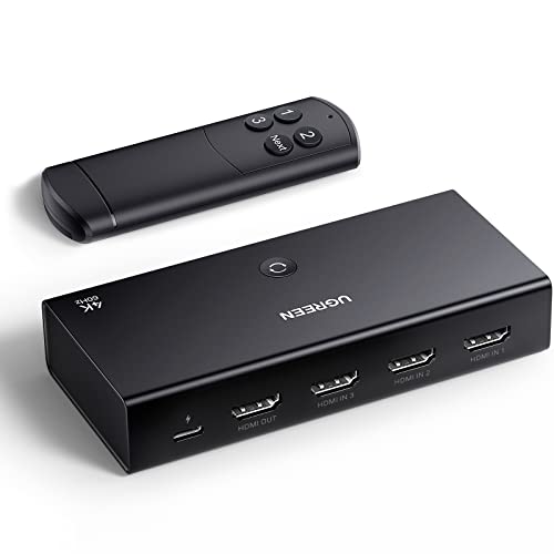 UGREEN HDMI 2.0 Switch 4K@60Hz HDMI Splitter 3 in 1 Out HDMI Switch mit Fernbedienung Kompatibel mit PS5/4, Xbox, Apple TV, Blu-Ray, TV, Monitor von UGREEN