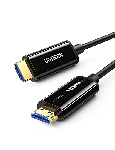 UGREEN HDMI 2.1 Glasfaser Kabel 8K@60Hz, 4K@120Hz/144Hz, 48 Gbps, Vergoldete Anschlüsse mit Ethernet, 3D ARC CEC HDCP HDR, kompatibel mit TV, Monitor, Blu-ray, PS5/PS4/PS3, Soundbar usw. (10M) von UGREEN