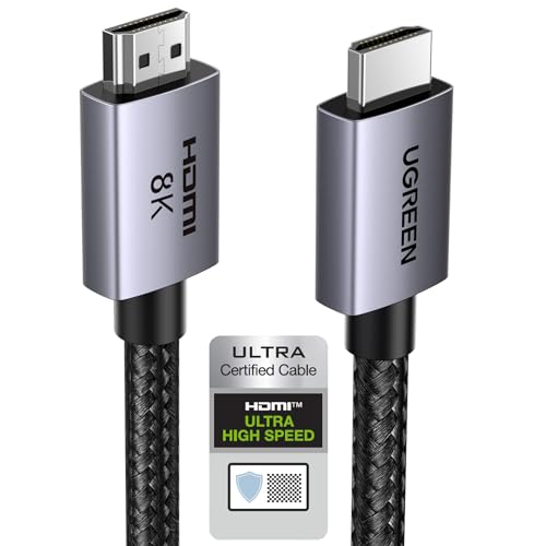 UGREEN HDMI 2.1 Kabel 10K 8K 60Hz 4K 240Hz 165Hz 144Hz 120Hz 48Gbit/s High Speed, HDMI Kabel 2.1 Ultra HD eARC HDR 10+ HDCP Dolby Vision VRR kompatibel mit Mac mini M4/PS5/ Xbox-Serie X/Laptop(5M) von UGREEN