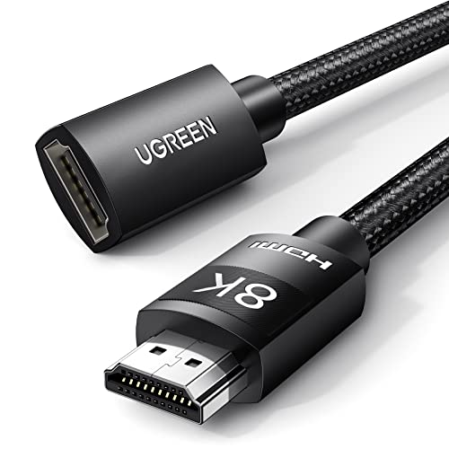 UGREEN HDMI 2.1 Verlängerungskabel 10K 8K 60Hz 4K 120Hz 144Hz HDMI Verlängerung Stecker auf Buchse mit Ethernet 48Gbps UHD eARC Dynamic HDR 10+ HDCP 2.3 kompatibel mit TV Stick, HDTV, PS5/PS4(0.5M) von UGREEN