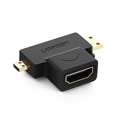 UGREEN HDMI Adapter Micro HDMI zu HDMI Konverter Mini HDMI auf HDMI Adapter 2 IN 1 HDMI Multi Adapter mit vergoldete Kontakte unterstützt Ethernet, 3D, 1080P, Full HD für Smartphones, Tablet, Camcorder, DSLR usw. von UGREEN