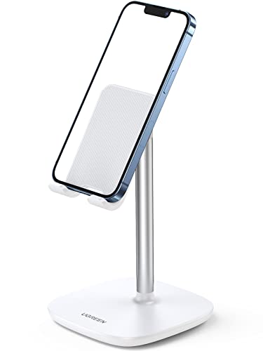 UGREEN Handy Ständer Tisch Handy Halter Verstellbar Gewichtet Smartphone Ständer kompatibel mit iPhone 14 13 12 Pro 11 XR X SE 8, Galaxy S22+ A50, Huawei P40 P30 Pro, iPad Mini bis 7,9 Zoll (Weiß) von UGREEN