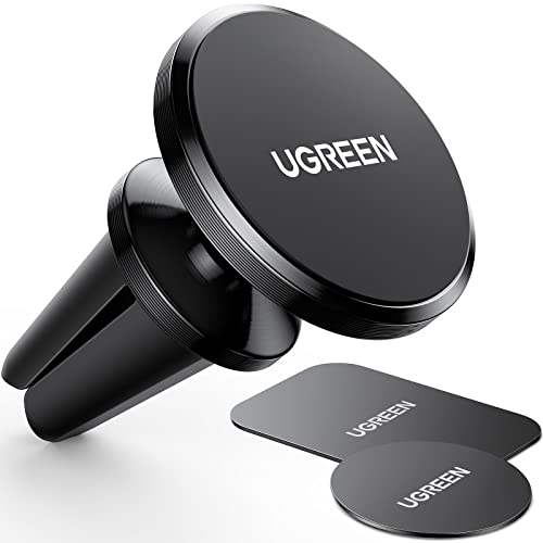 UGREEN Handyhalterung Auto Magnet Lüftung Magnetische Handyhalter Auto 360° mit 2 Metallplatten Magnet KFZ Handyhalterung kompatibel mit iPhone 16 15 Pro Max Plus 14 13 Galaxy S23 Huawei usw. (Glatt) von UGREEN