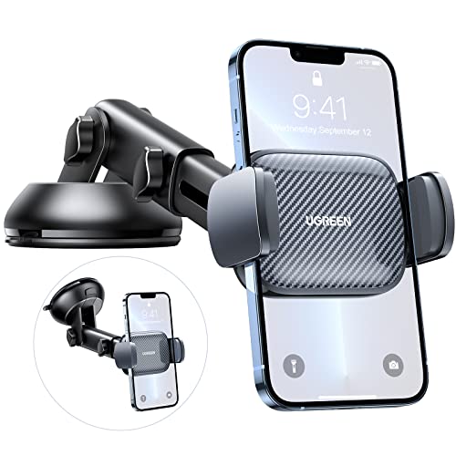 UGREEN Handyhalterung Saugnapf 360° Kfz Handy Halterung 2 in 1 Universale Handyhalter Auto kompatibel mit iPhone 15 Pro Max Plus 14 13 Galaxy F34 S23 Ultra Huawei Mate 60 Pro Redmi K60 usw. (Grau) von UGREEN