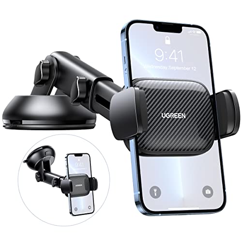 UGREEN Handyhalterung Saugnapf 360° Kfz Handy Halterung 2 in 1 Universale Handyhalter Auto kompatibel mit iPhone 15 Pro Max Plus 14 13 Galaxy F34 S23 Ultra Huawei Mate 60 Pro Redmi K60 usw. (Schwarz) von UGREEN