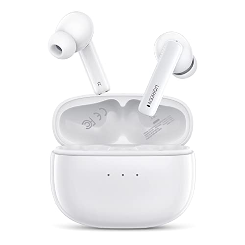 UGREEN HiTune T3 Bluetooth Kopfhörer In Ear, kopfhörer kabellos mit 10mm-Treiber, aktive Geräuschunterdrückung, tiefer Bass, Bluetooth 5.2, 24 Std. Spielzeit, KI-Anruf Rauschunterdrückung, Weiß von UGREEN