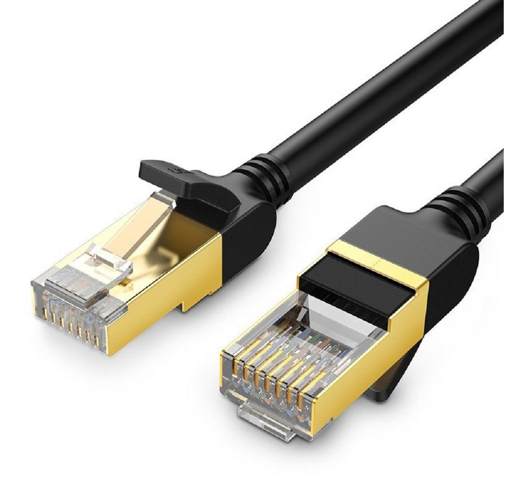 UGREEN Internetkabel Netzwerk Ethernet RJ45 Cat 7 STP LAN 10 Gbps Schwarz LAN-Kabel, (500 cm) von UGREEN