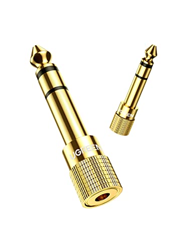 UGREEN Klinke Adapter 6.35mm Klinke auf 3.5mm Klinke, Klinkenstecker Adapter unterstützt für Keyboard, Gitarre, Lautsprecher usw. 24K vergoldete Stecker, Zwei Stücke von UGREEN