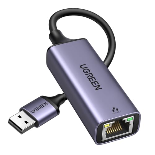 UGREEN LAN Adapter 3.0 1000 Mbps Ethernet Adapter USB auf RJ45 Gigabit Netzwerkadapter auf USB Aluminium kompatibel mit Switch,Mi Box,Laptop unter Win 11/10/ 8.1/8, Mac OS, Linux（Grau,10cm） von UGREEN