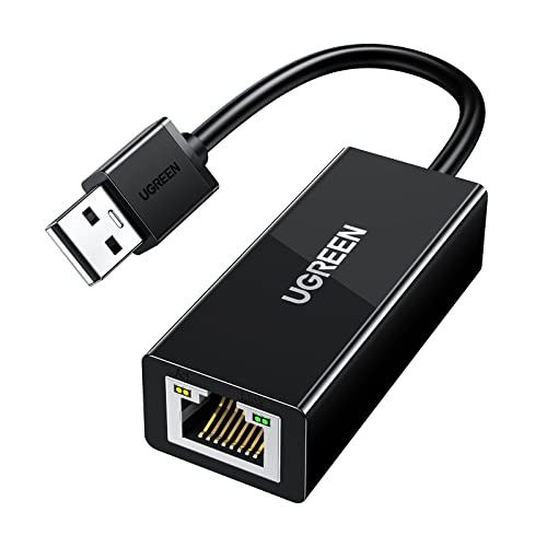 UGREEN LAN Adapter USB 2.0 Netzwerk USB zu RJ45 Ethernet Adapter 10/100Mbps geeignet für Surface Pro 3, MacBook, Rasberry Pi usw. kompatibel mit Windows 10, Win 8.1, Linux ,Wii, Wii U Schwarz von UGREEN