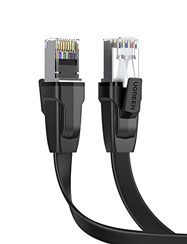 UGREEN Lan Kabel Cat 8 Flach Ethernet Kabel 40Gbits/2000MHz POE S/FTP Abschirmung Netzwerkkabel Wlan-, Internet-, Patchkabel mit RJ45 kompatibel mit Router, Switch, PS5, PS4/3 usw.(1M) von UGREEN