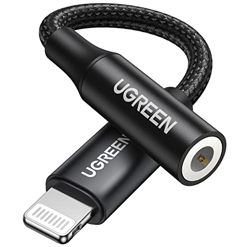 UGREEN Lightning zu Klinke Adapter 3,5 mm Kopfhörer Lightning Aux Adapter Lightning auf Aux Adapter kompatibel mit iPhone 14 14 Pro 13 13 Pro 12 12 Pro 12 Pro Max 12 Mini 11 11 Pro X usw.(Schwarz) von UGREEN