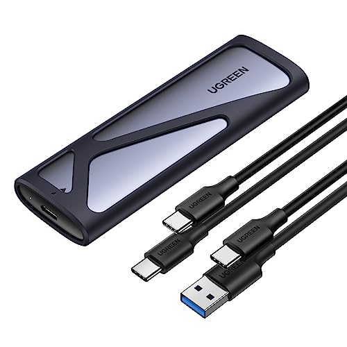 UGREEN M.2 SSD Adapter SSD Gehäuse M2 Gehäuse USB 3.2 10 Gbps Gen2 Aluminium M.2 SSD Gehäuse für NVMe und SATA SSD in 2280/2242/2230/2260, kompatibel mit 970 Pro, 970 Evo usw. von UGREEN