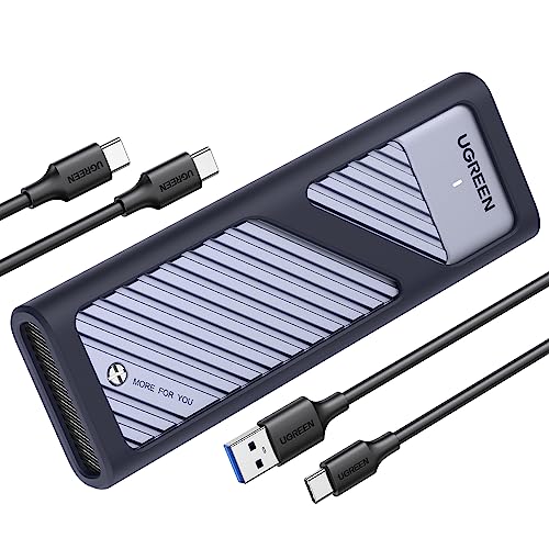 UGREEN M2 SSD Gehäuse USB 3.2 Gen 2 10 Gbps Aluminium NVMe Gehäuse mit Kühlkissen für NVMe PCIe SSD M-Key/ M&B Key in 2280/2242/2230/2260, kompatibel mit 980 / 990 PRO / P3 Plus usw. von UGREEN