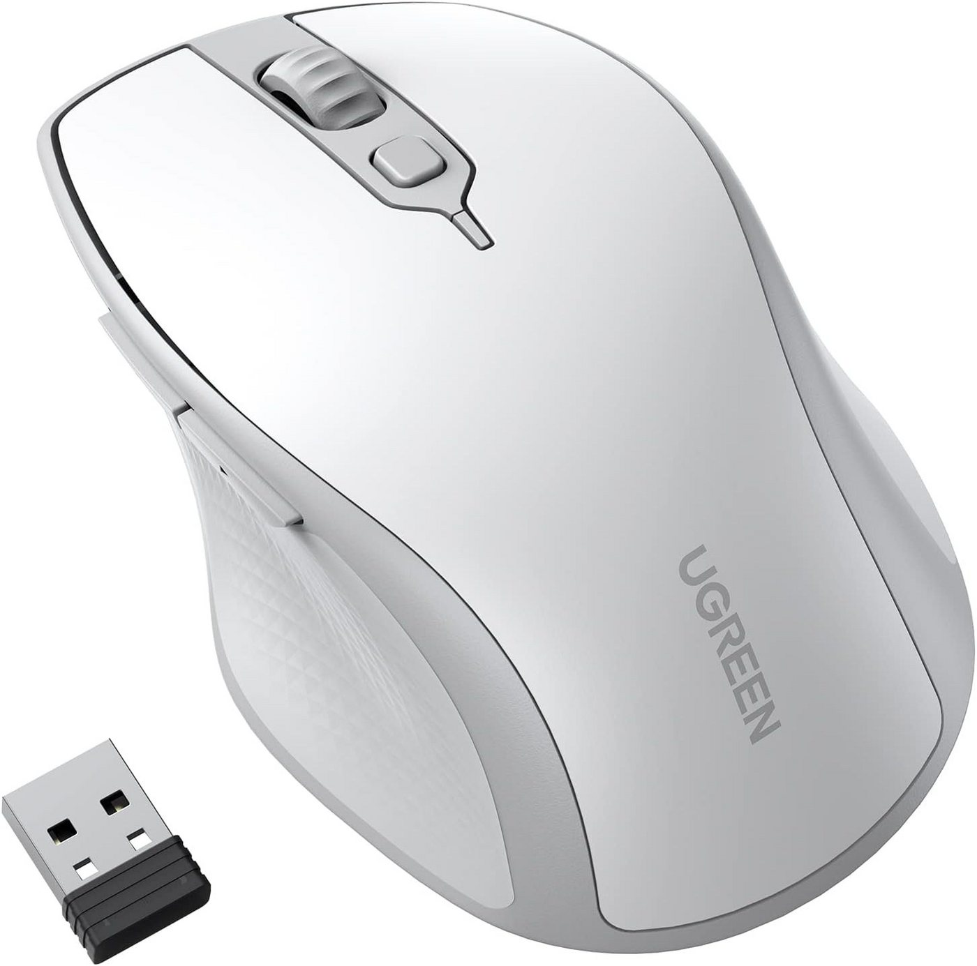 UGREEN MU101 ergonomische Bluetooth / 2,4 GHz Maus, Weiß ergonomische Maus (Bluetooth, Wireless, kabellos, DPI : 1000 / 1600 / 2000 / 4000, ergonomisch) von UGREEN