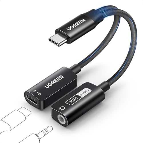 UGREEN Magnetischer USB C auf Klinke Adapter und Laden 60W Schnellladung, 2 in 1 Kopfhörer Adapter USB C auf Klinke mit Hi-Res 32Bit/384KHz für iPhone 15 Pro Max iPad Pro/Mini 6 Galaxy S24 Ultra S23 von UGREEN