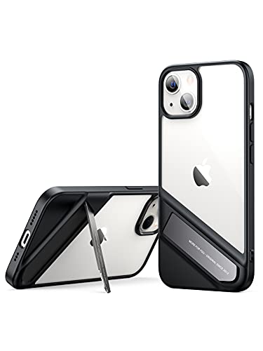 UGREEN Metallständer Handyhülle kompatibel mit iPhone 13 Hülle mit Ständer Vertikaler und Horizontaler Ständer Metall Schutzhülle Schwarzer Umrand Vergilbungsfrei Stoßfest Ständer Case von UGREEN