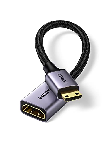 UGREEN Mini HDMI auf HDMI Adapter 4K 60Hz Mini HDMI Adapter 18Gbit/s unterstützt 3D, Ethernet ARC kompatibel mit Raspberry Pi Zero 2 W, Kamera, Camcorder, Tablet, 25CM von UGREEN