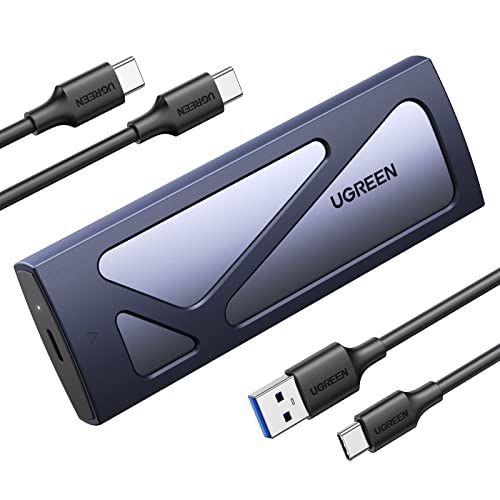 UGREEN NVMe M.2 USB 3.2 SSD Gehäuse-Adapter mit Kühlkissen 10 Gbps für NVMe PCIe M-Key/M+B Key in 2230/2242/2260/2280 mit USB CC und AC Kabel Werkzeuglos von UGREEN