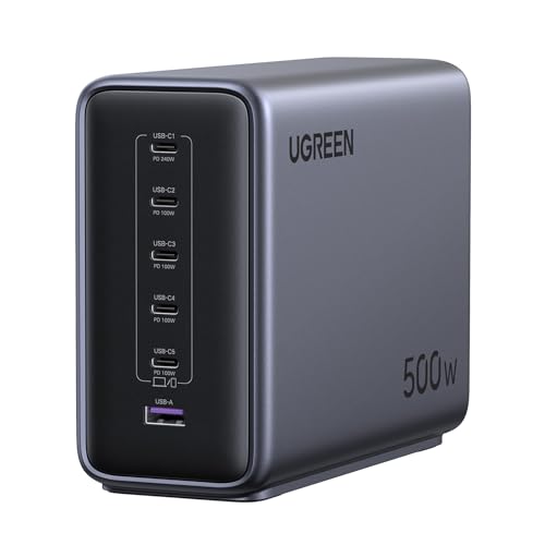 UGREEN Nexode 500W USB C Ladegerät 6-Port Netzteil GaN Ladestation PD 3.1 Desktop Charger Mehrfach kompatibel mit MacBook, iPad Pro/Air, iPhone 16-8 Serie, Galaxy S25-S22 UGREEN Nexode 500W USB C Ladegerät 6-Port Netzteil GaN Ladestation PD 3.1 Desktop Charger Mehrfach kompatibel mit MacBook, iPad Pro/Air, iPhone 16-8 Serie, Galaxy S25-S22 von UGREEN