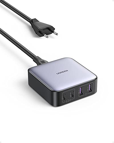 UGREEN Nexode 65W Ladegerät GaN USB C Netzteil 4 Port PD Charger Tischladegerät kompatibel mit MacBook Pro/Air, iPad Pro/Air, iPhone 15 Pro Max/15/14 Pro/Pro Max, Galaxy S23 Ultra, S23 usw. von UGREEN