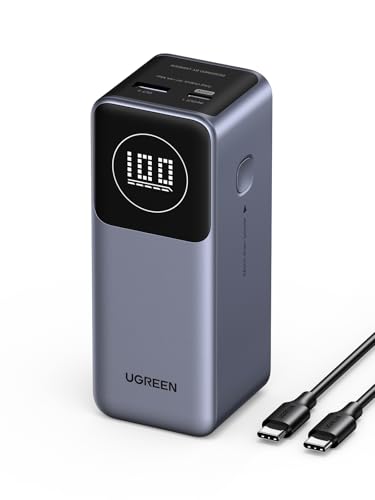 UGREEN Nexode Power Bank 12000mAh 100W Powerbank mit 2 Ports, externer Akku mit digitalem Display, USB C PD 3.0, kompatibel mit iPhone 16/15/14 Pro Max, Galaxy S24 Ultra, iPad und mehr von UGREEN