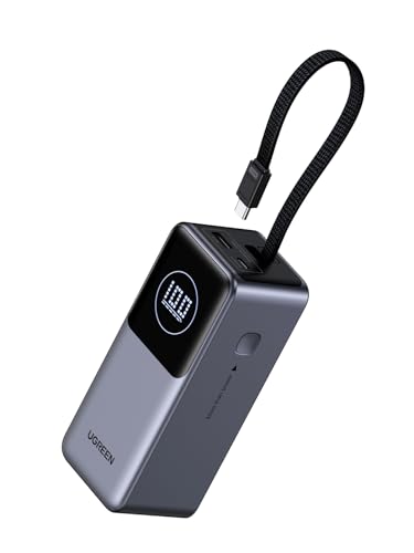 UGREEN Nexode Powerbank 20000mAh 100W Super-Schnellladung, PD 3.0 integriertes USB C Kabel, 1 USB-A Port, 1 USB-C Port kompatibel mit iPhone 16/15 Serie, Galaxy S25, MacBook, Dell Laptop und mehr von UGREEN