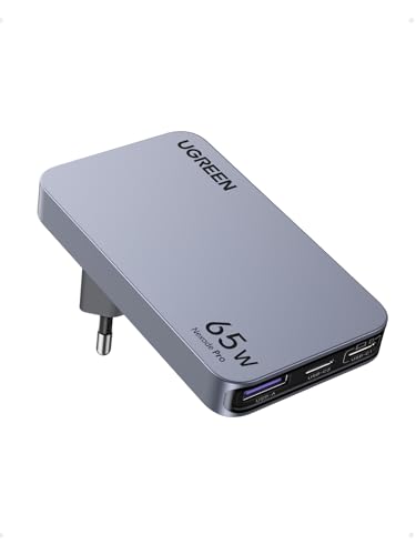 UGREEN Nexode Pro 65W USB C Ladegerät Slim mit EU/US/UK Stecker GaN USB-C Netzteil 3-Port Charger Schnellladegerät kompatibel mit MacBook Pro/Air, iPad, iPhone 16 Pro Max, Galaxy S24 Ultra, Dell XPS von UGREEN